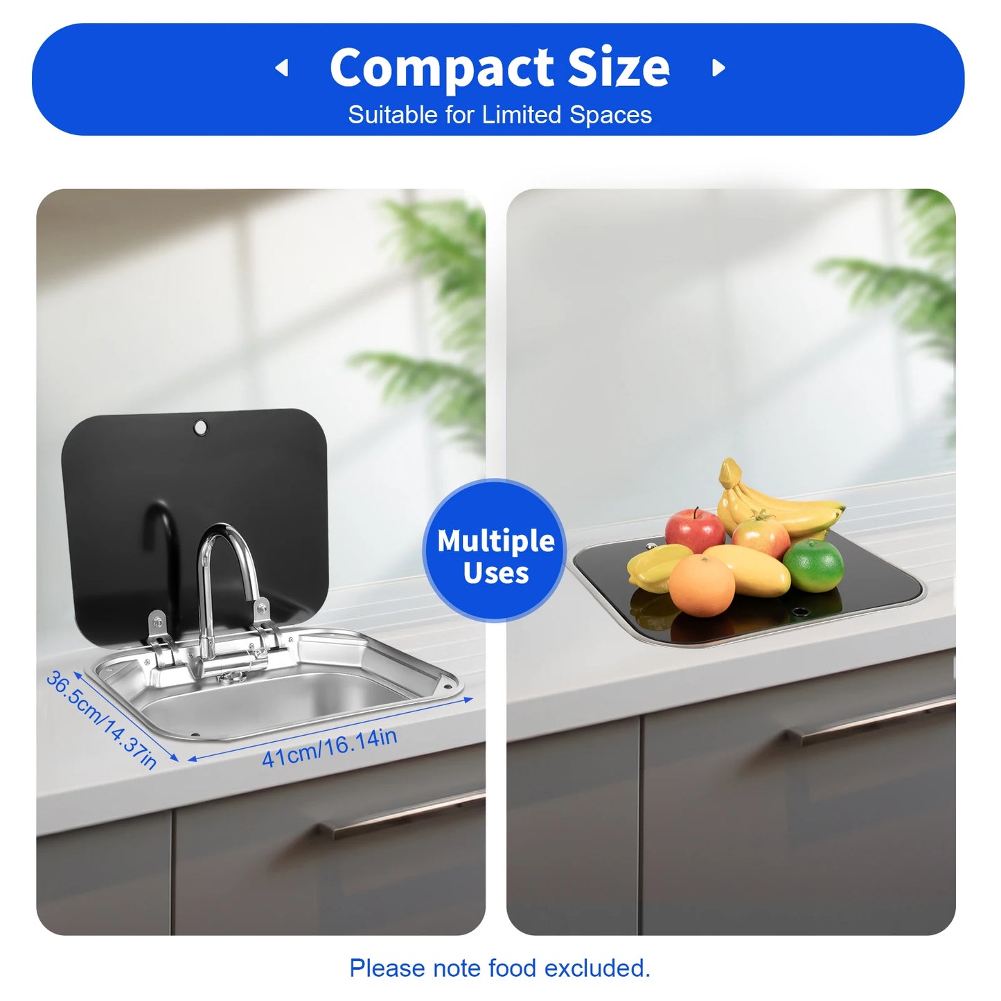 RV Sink Console Single Bowl Stainless Steel Kitchen Hand Wash Basin