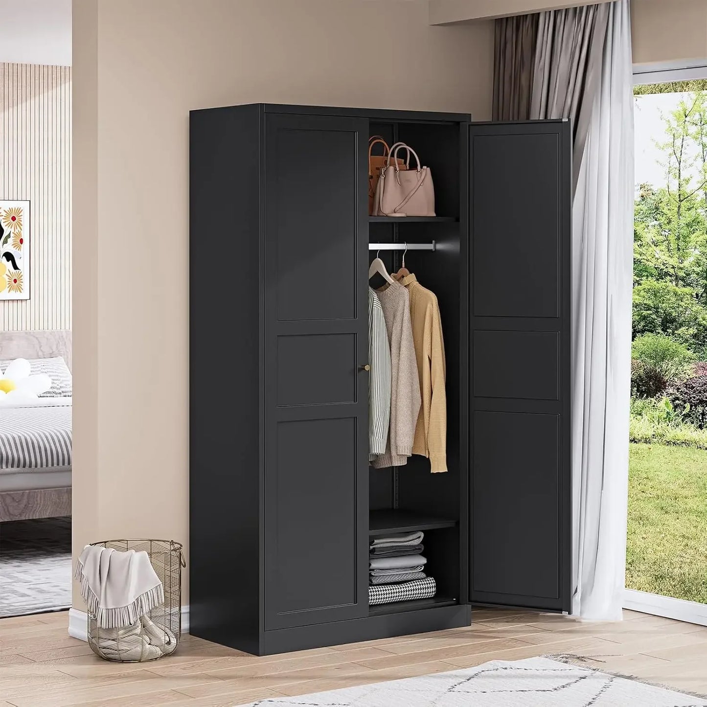 Ljustra Metal Wardrobe Closet Cabinet Armoire Storage with Drawer