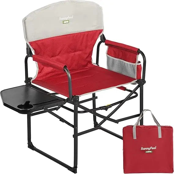 Heavy Duty Portable Folding Camping Chair with Side Table and Pocket