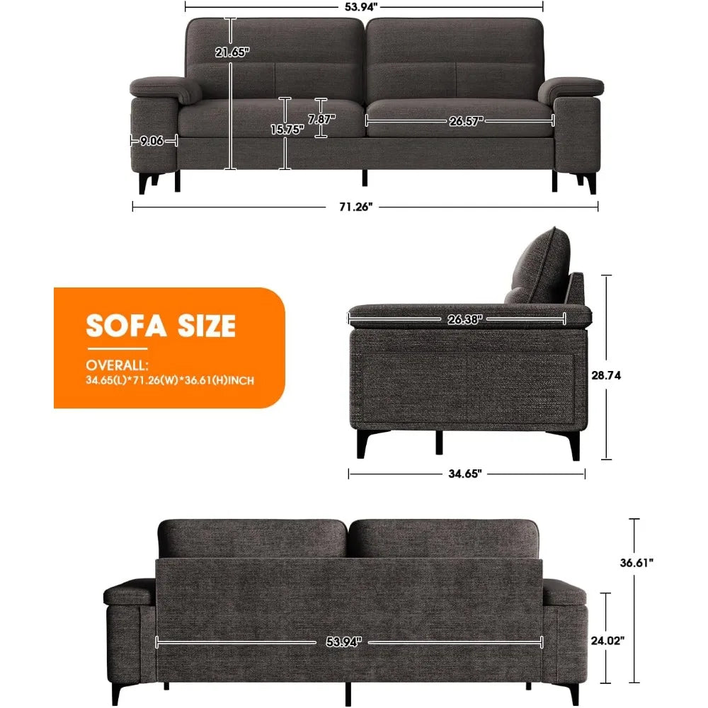 Ljustra Modern 71.25" Sofa Couch Deep Seat Sleeper Loveseat