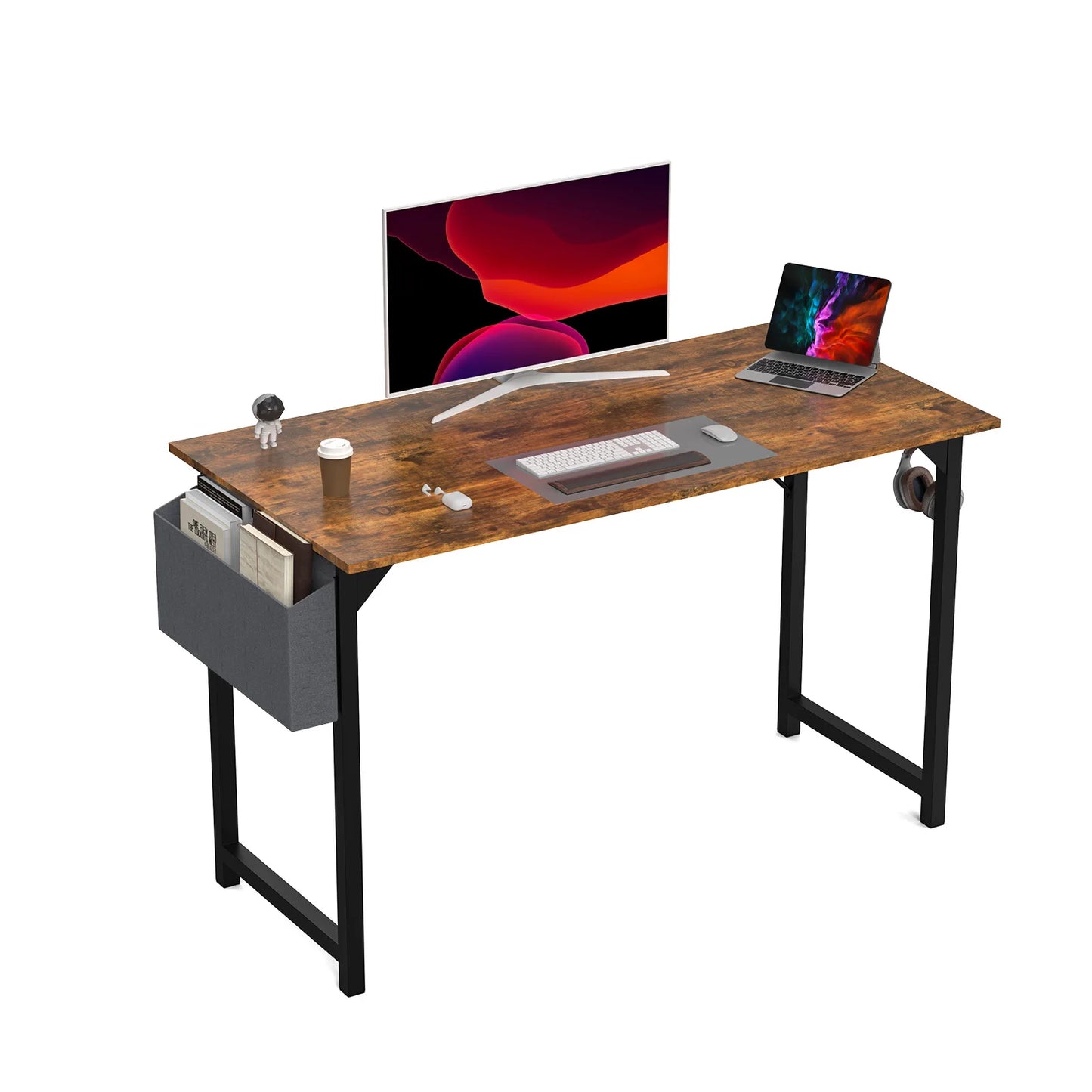 Ljustra Modern Compact Computer Desk with Storage and Headphone Hook