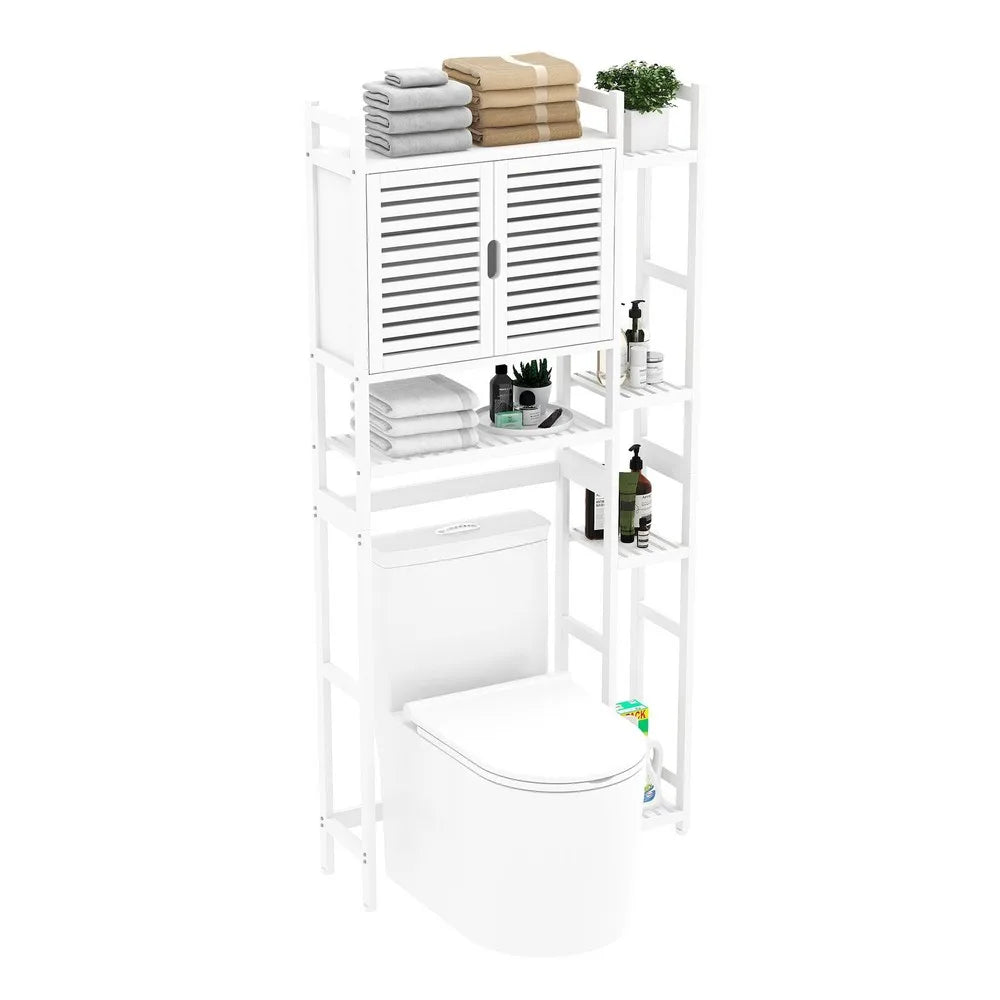 Bamboo Over The Toilet Bathroom Storage Cabinet Rack 4 Tier Shelves