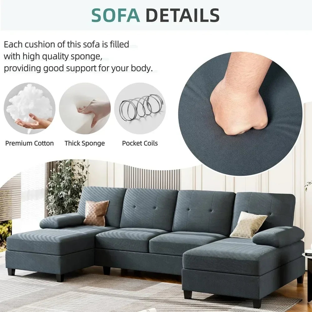 Sectional Sofa U-Shaped Couch for Living Room Furniture Set Clearance