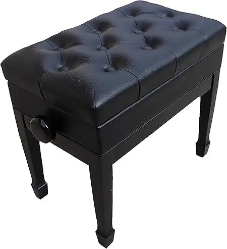 Genuine Leather Adjustable Artist Piano Bench Stool with Music Storage