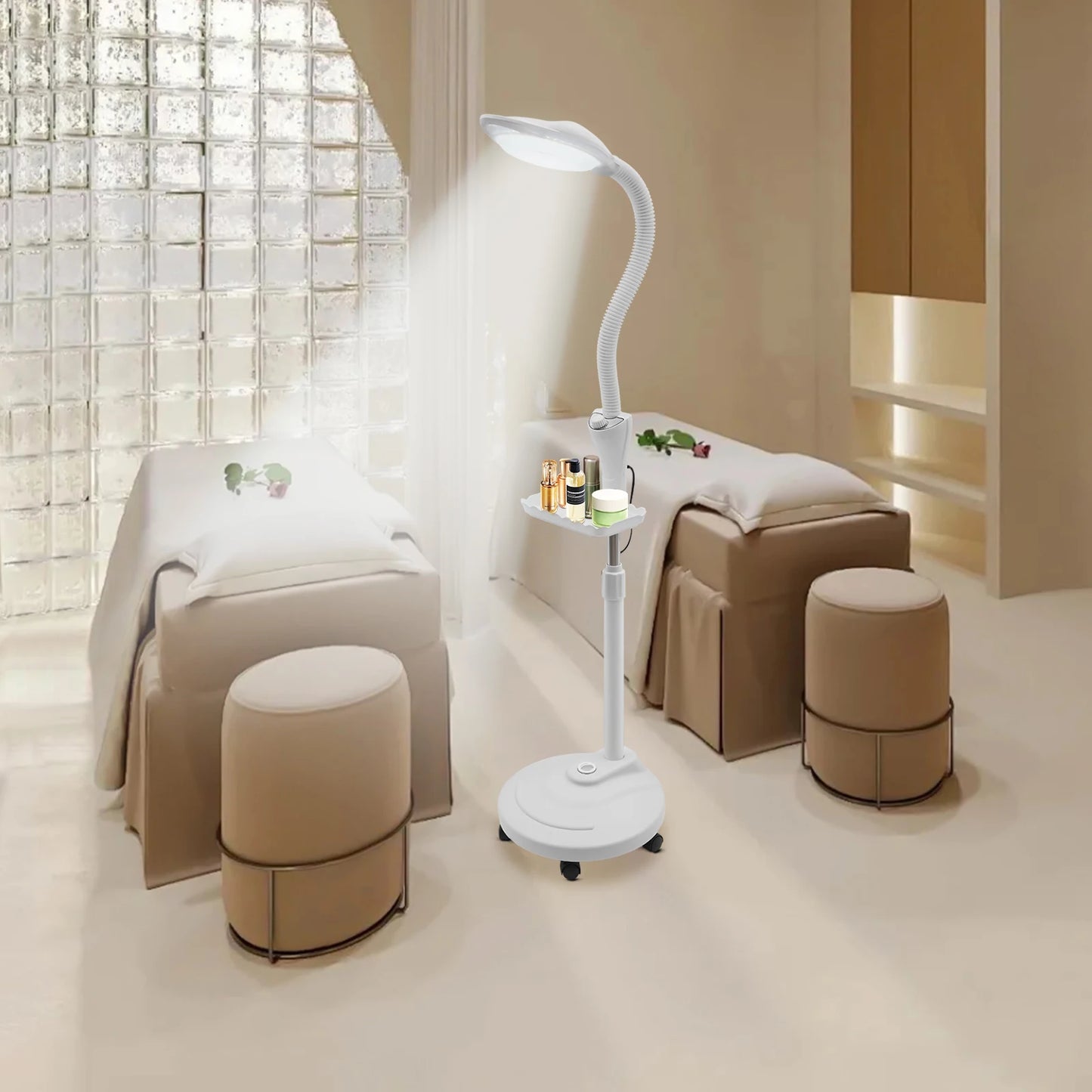 16X Magnifying Lamp Adjustable Brightness Height Storage Tray Salon Tool