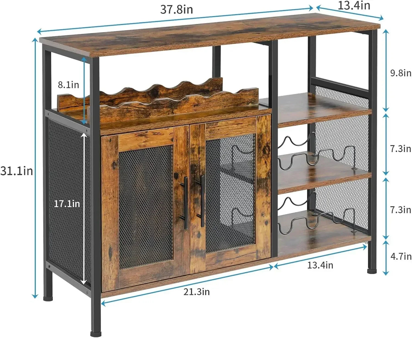 Wine Bar Rack Cabinet with Detachable Wine Rack Coffee Bar Cabinet