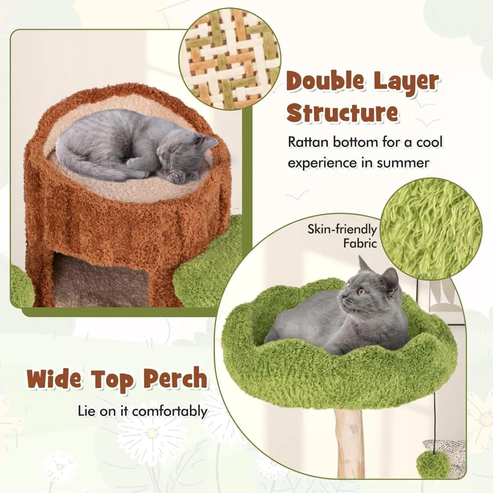 Ljustra 55 Inch Multi-Level Cat Tree Scratching Post Double Decker House