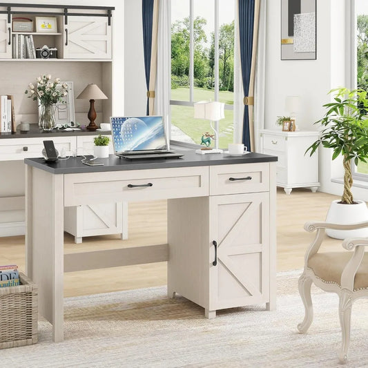 Farmhouse Executive Desk 47" Computer Desk with Storage for Home Office