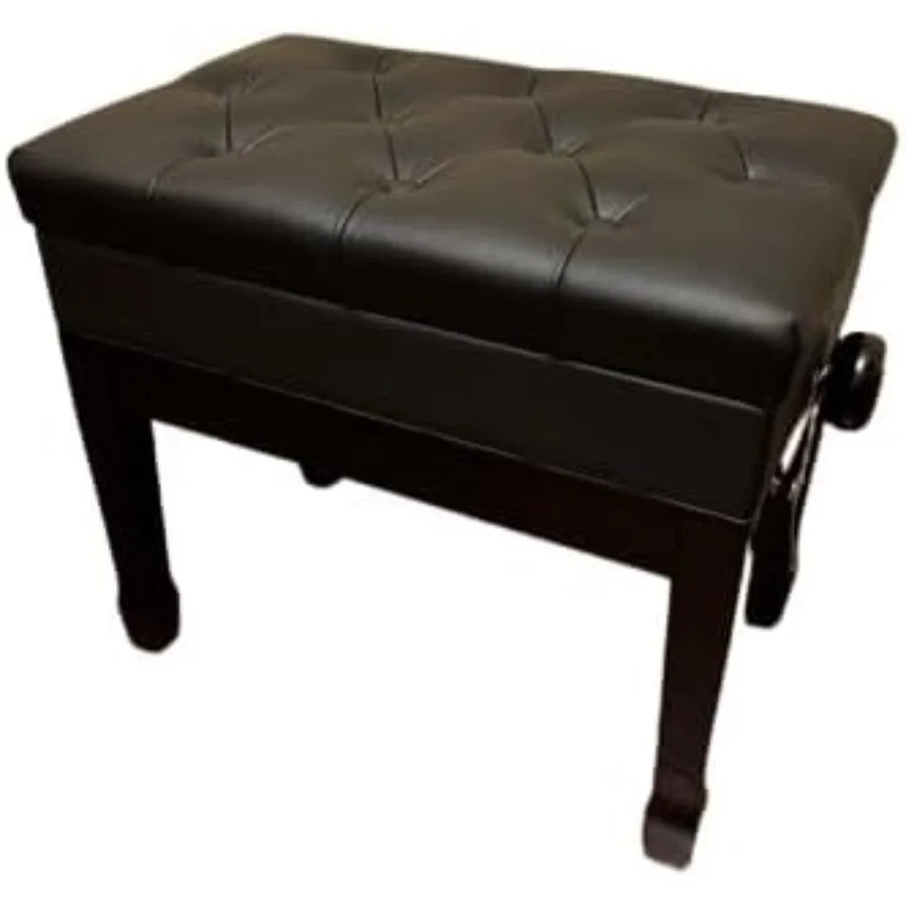 Genuine Leather Adjustable Artist Piano Bench Stool with Music Storage