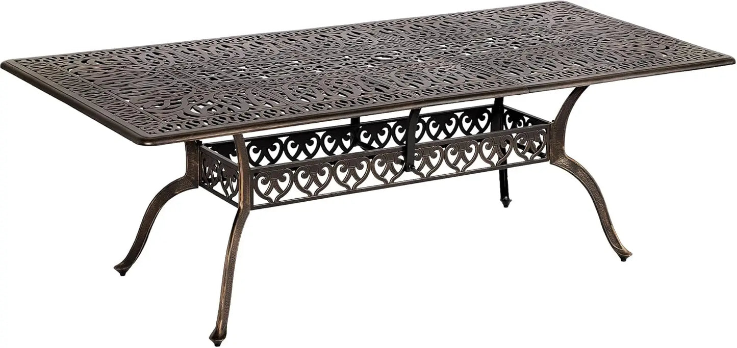 Large Rectangular Outdoor Dining Table with Umbrella Hole Weather-Resistant