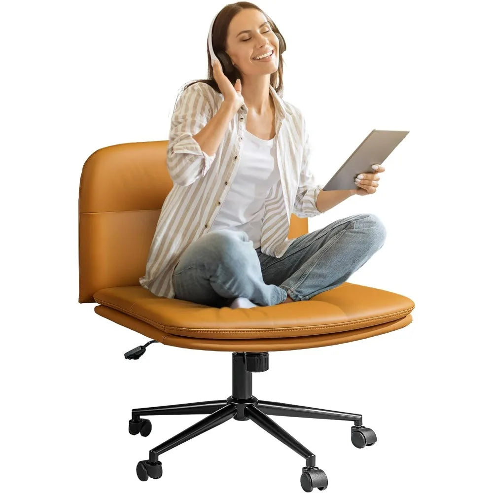 Criss Cross Armless Office Chair with Wheels for Modern Desk
