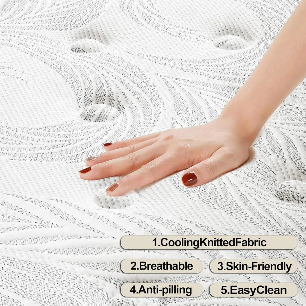 Queen Size 12 Inch Medium Firm Gel Infused Memory Foam Pocket Spring Mattress