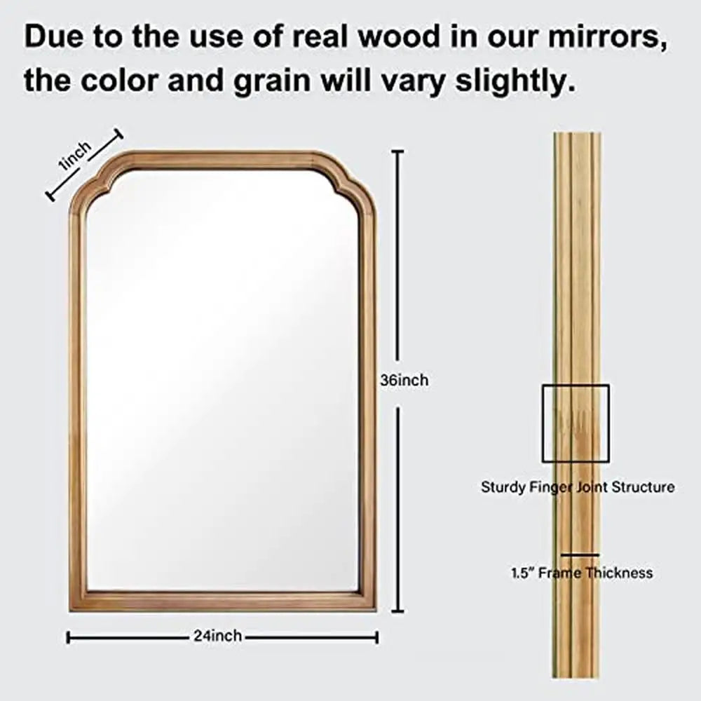 Rustic Wood Frame Wall Mirror 24x36 Handcrafted Wall Mounted Decor