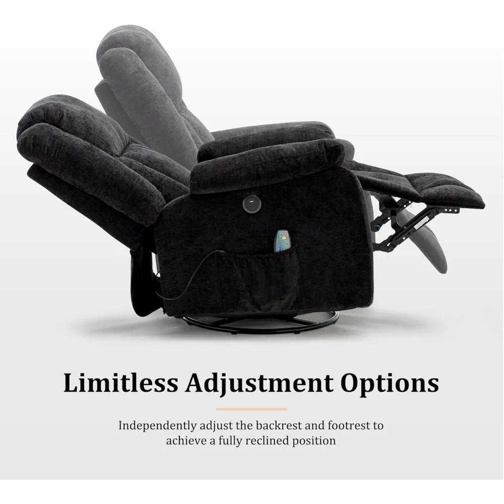 360° Swivel Rocker Recliner Chair with Massage and Heating Function