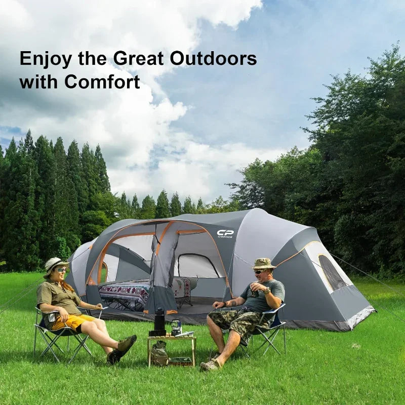 Ljustra 12 Person Camping Tent 3 Room Waterproof Family Cabin Tent