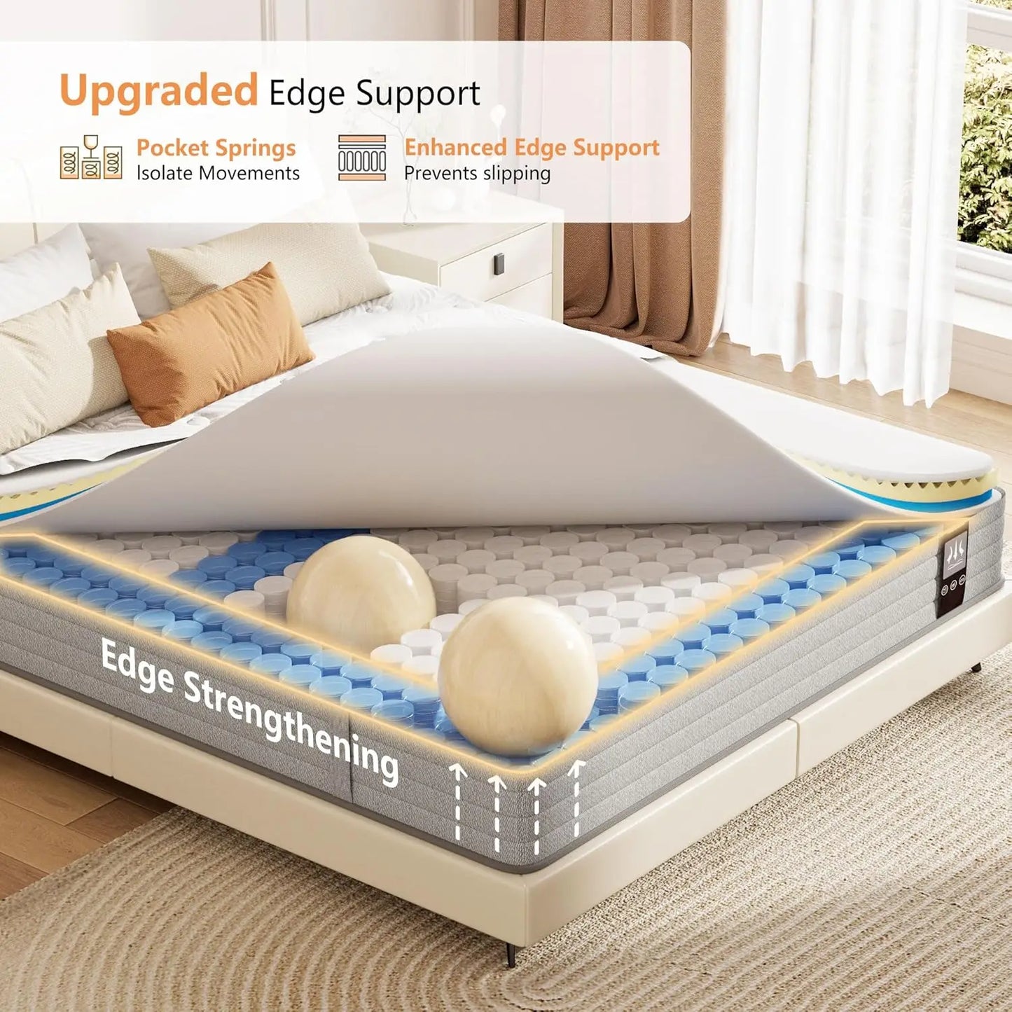 Ljustra Twin XL Mattress 12 inch Hybrid Gel Memory Foam Pocket Springs