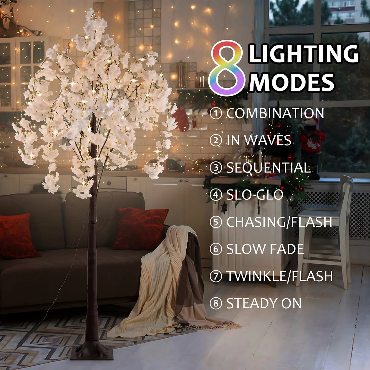 Cherry Blossom Tree Light 6ft LED Decorative Lamp with Remote Control