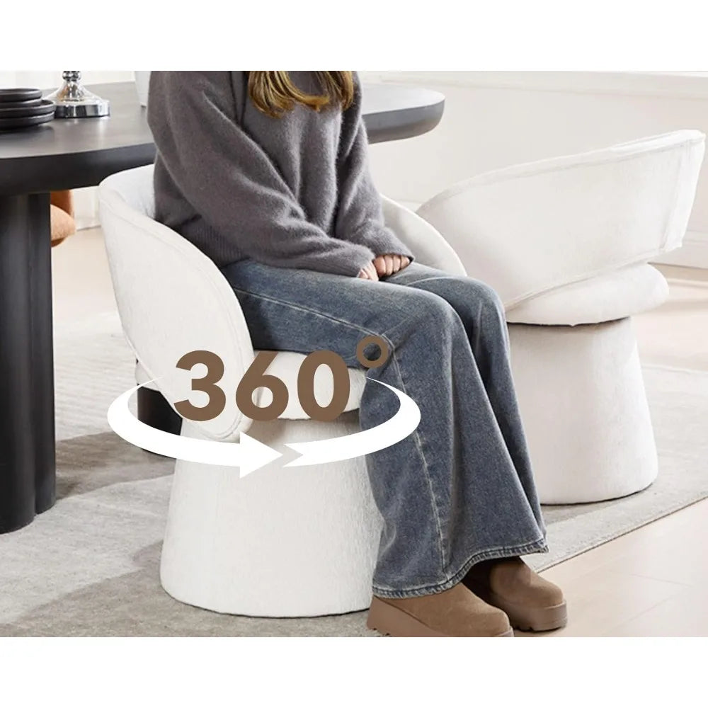 Swivel Barrel Dining Chairs Set of 2 Mid Century Modern Accent Armchairs