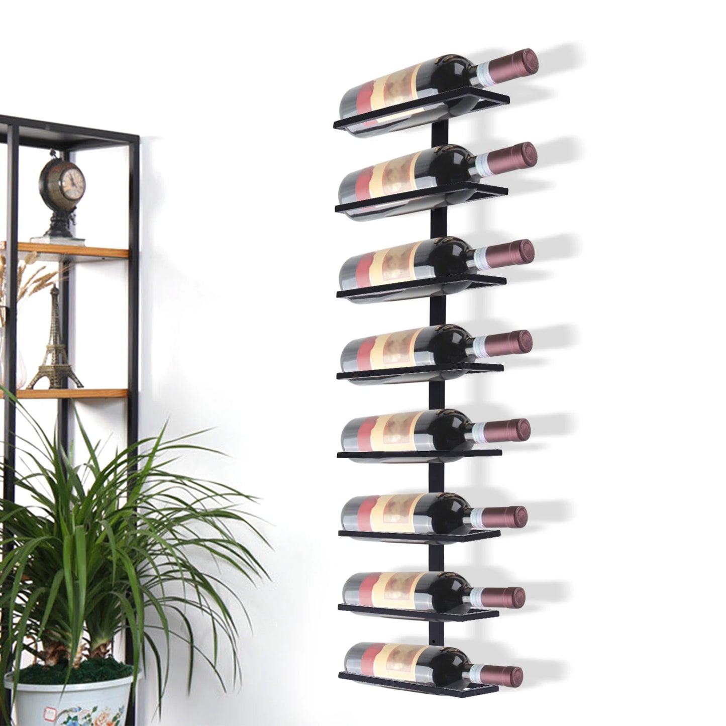 8 Layer Wall Mounted Wine Rack Detachable Storage Organizer for Home Bar