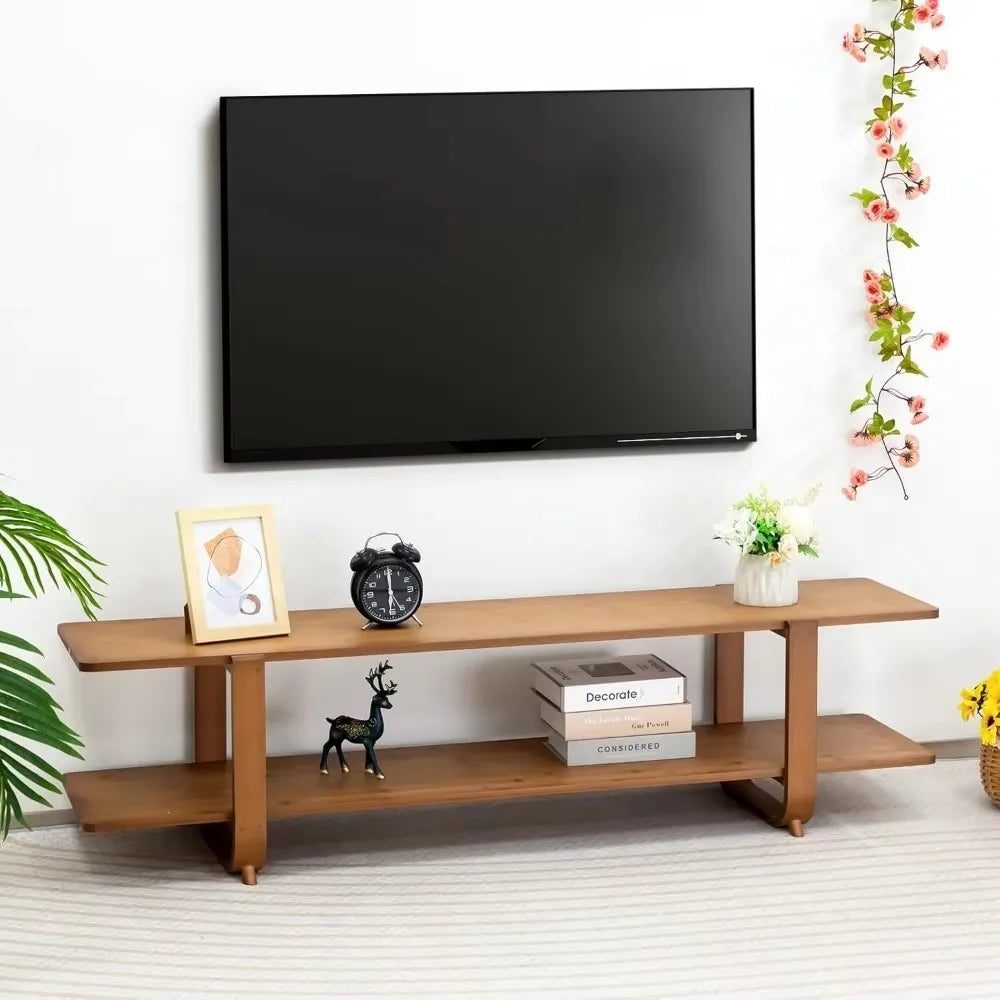 Bamboo TV Stand for 65'' TVs Modern Storage Accent Media Console