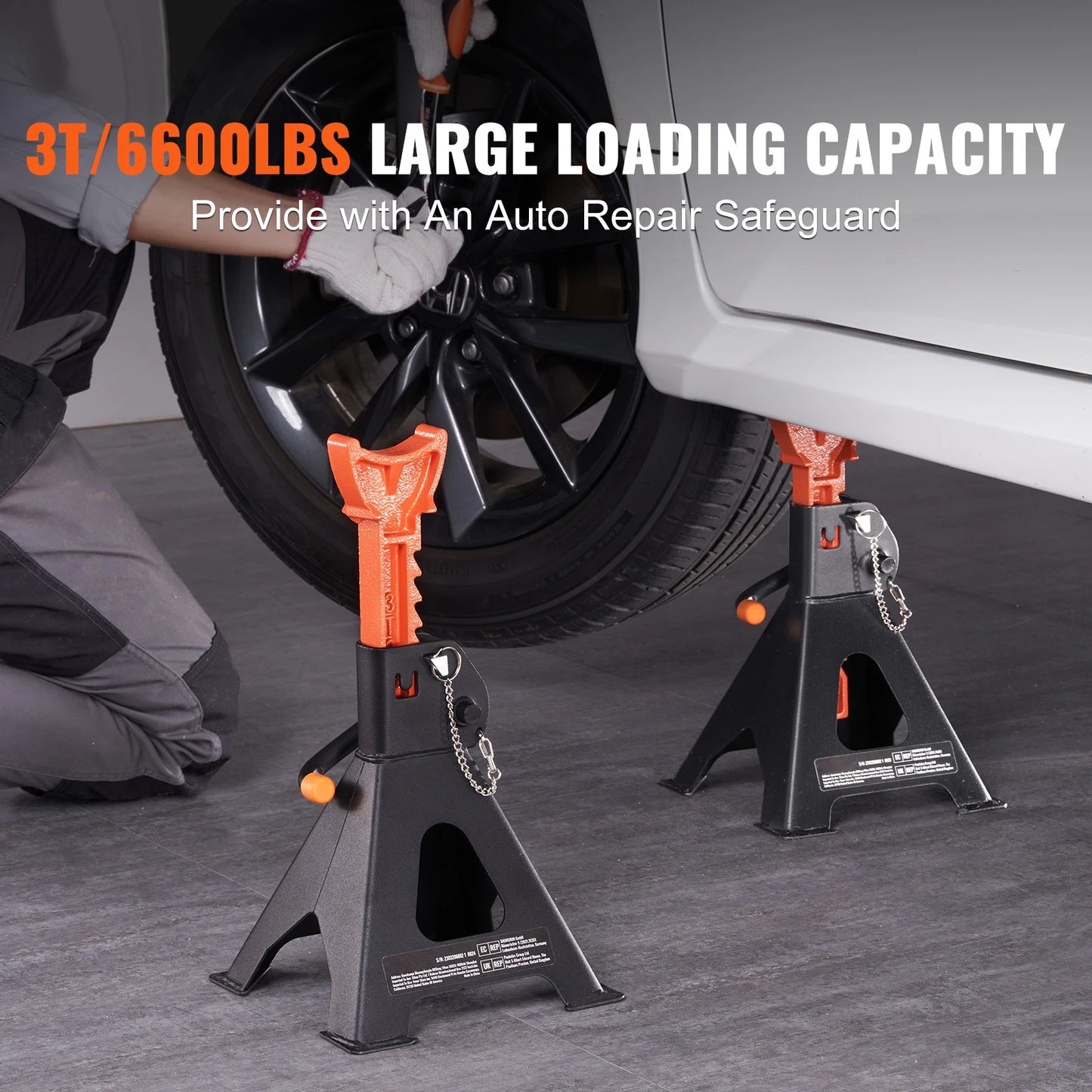 Ljustra 3 Ton Car Jack Stands Adjustable Double Locking SUV Pickup Truck