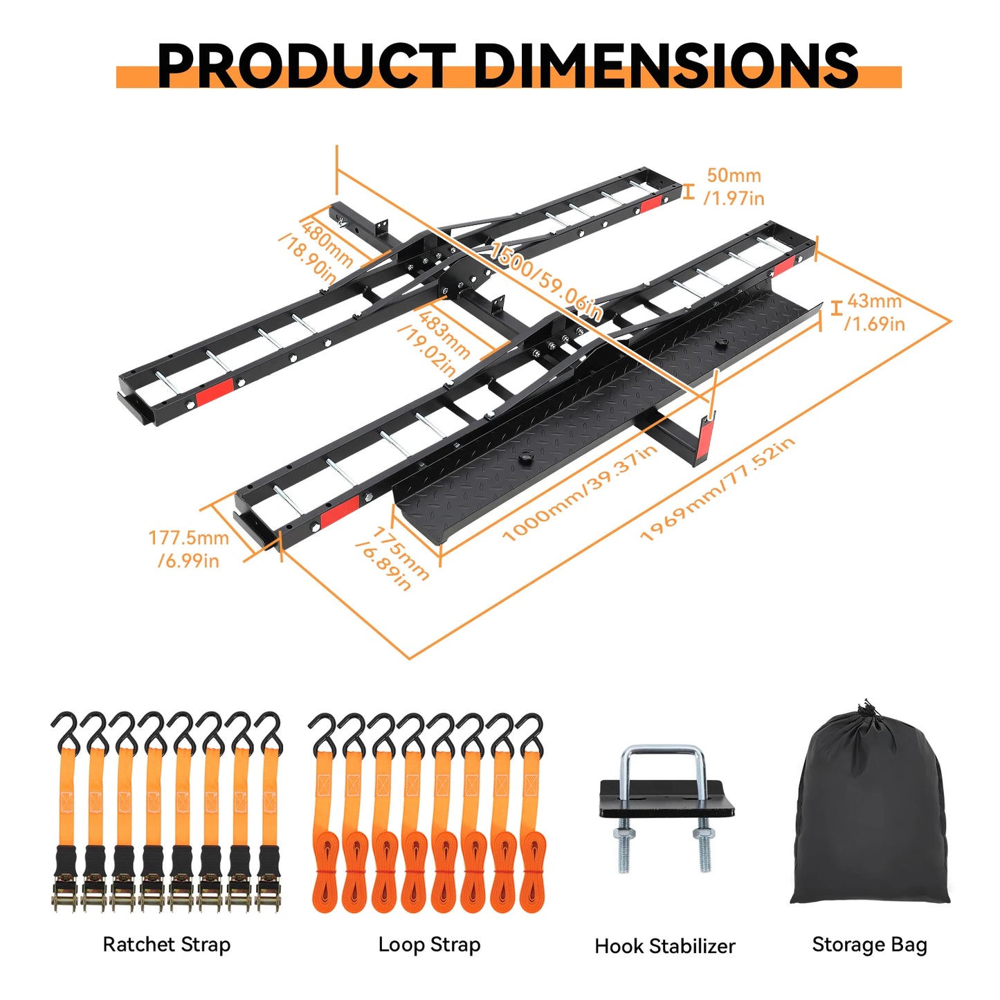 Heavy Duty 600 Lbs Dirt Bike Carrier for 2 Ebikes Motorcycle Rack