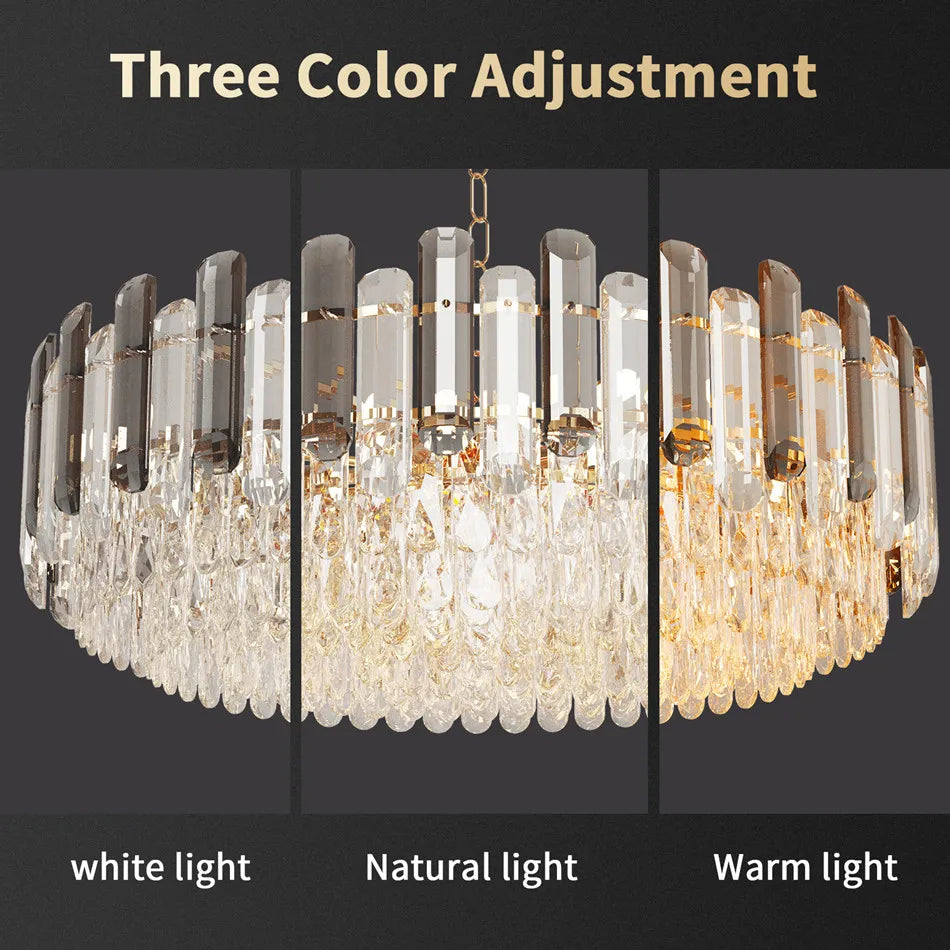 Ljustra Modern Crystal Chandelier Elegant Raindrop Pendant Light