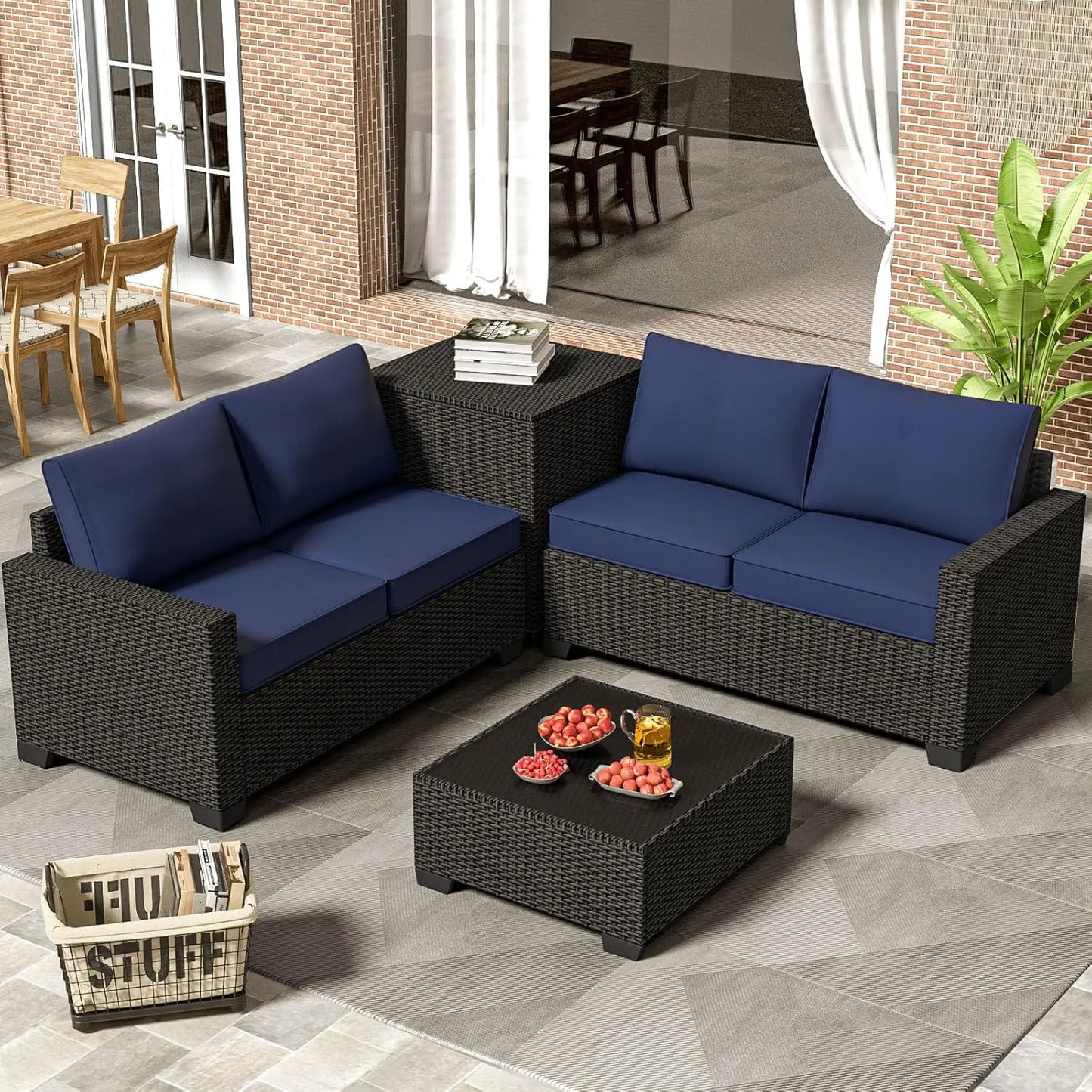 Ljustra Outdoor Patio Furniture Set 6 Pieces Wicker Sectional Sofa Set