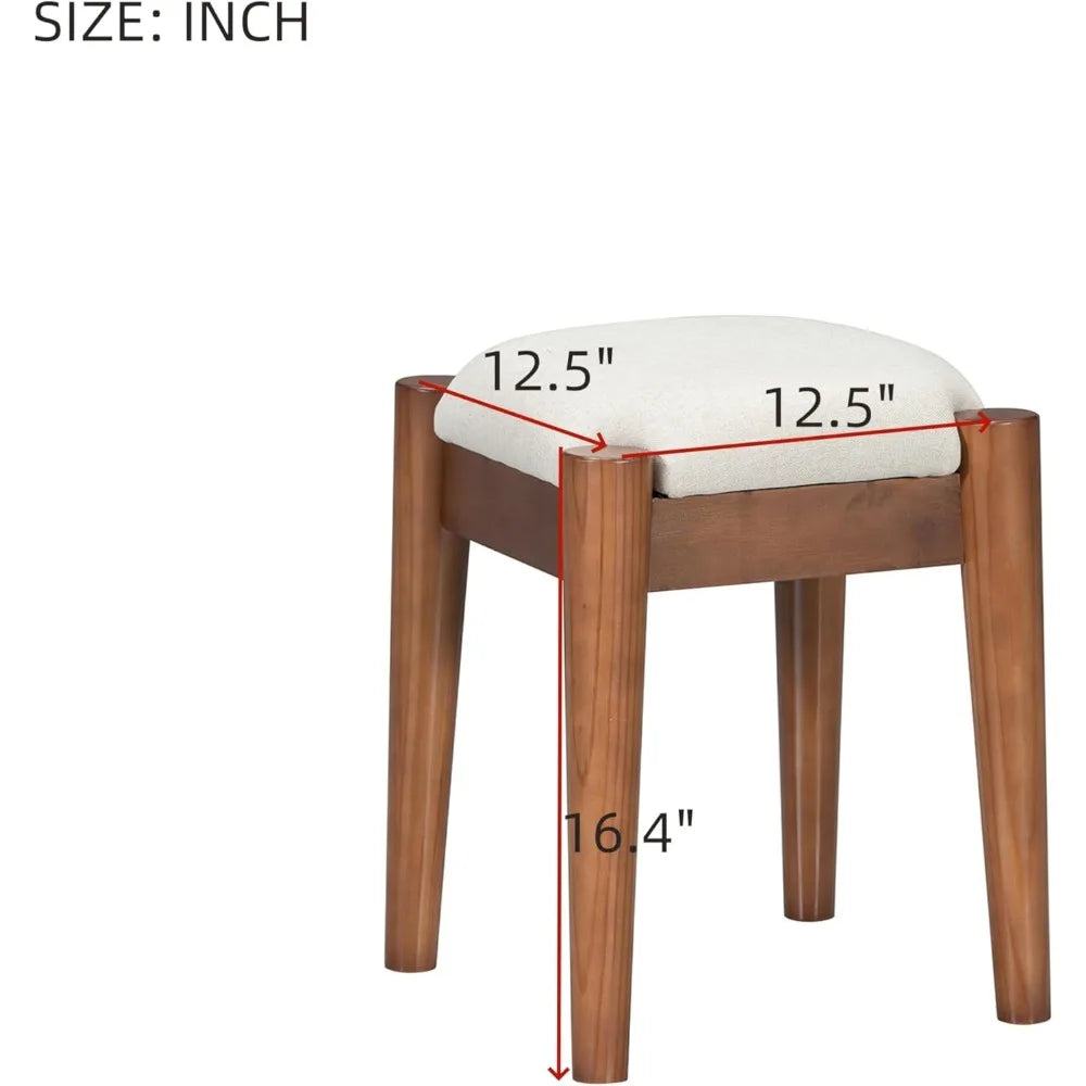 Retro Wooden Makeup Vanity Set with 4 Storage Drawers and Stool