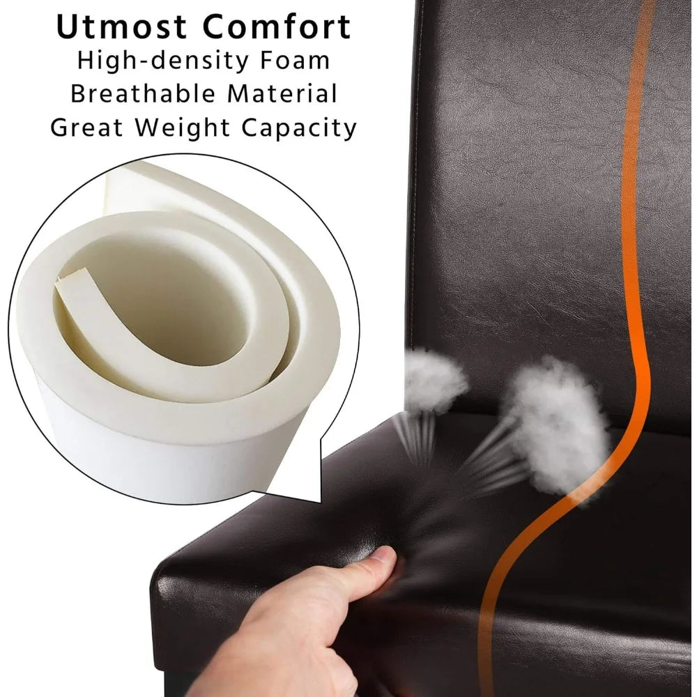 Dining Chairs Set of 4 Waterproof PU Leather with Wood Legs