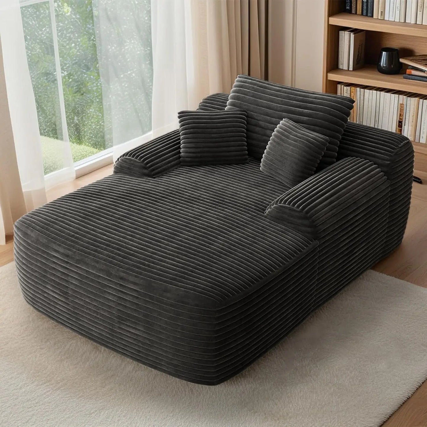 68 Inch Chaise Lounge Chair Indoor Plush Cloud Couch Oversized Sofa Bed