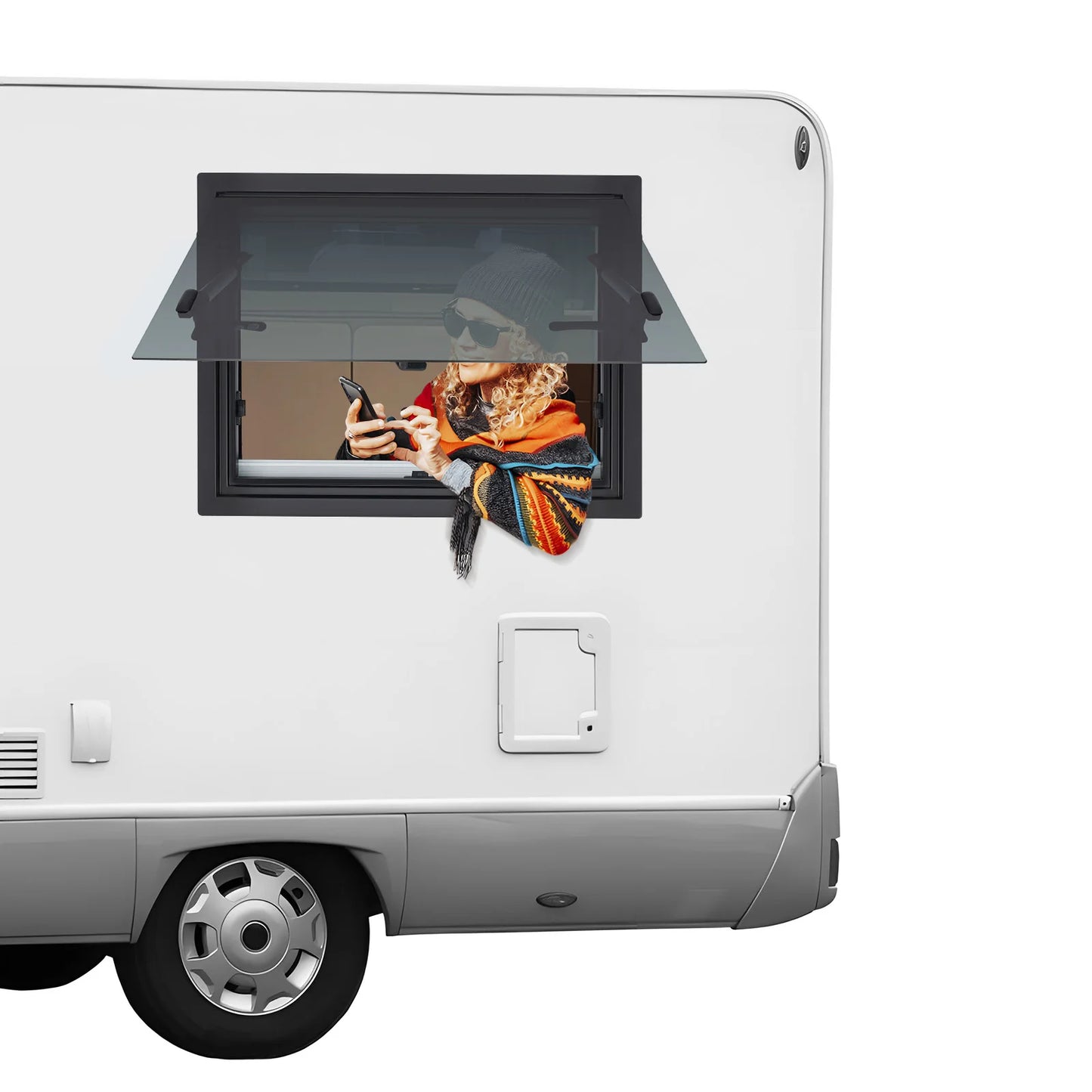 RV Push-out Window Aluminum Alloy Tempered Glass 65 Degree Lockable Handle