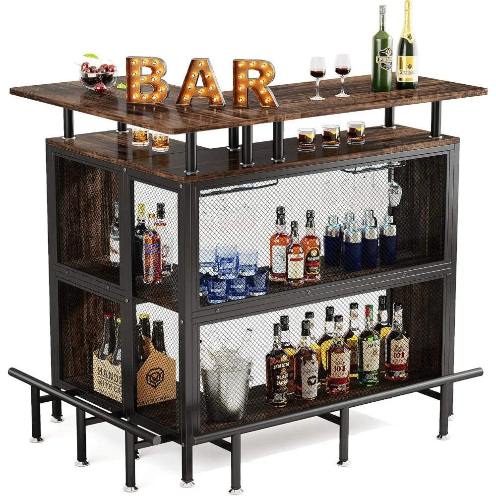 Home Bar Unit Mini Liquor Table Cabinet Compact Stylish Storage