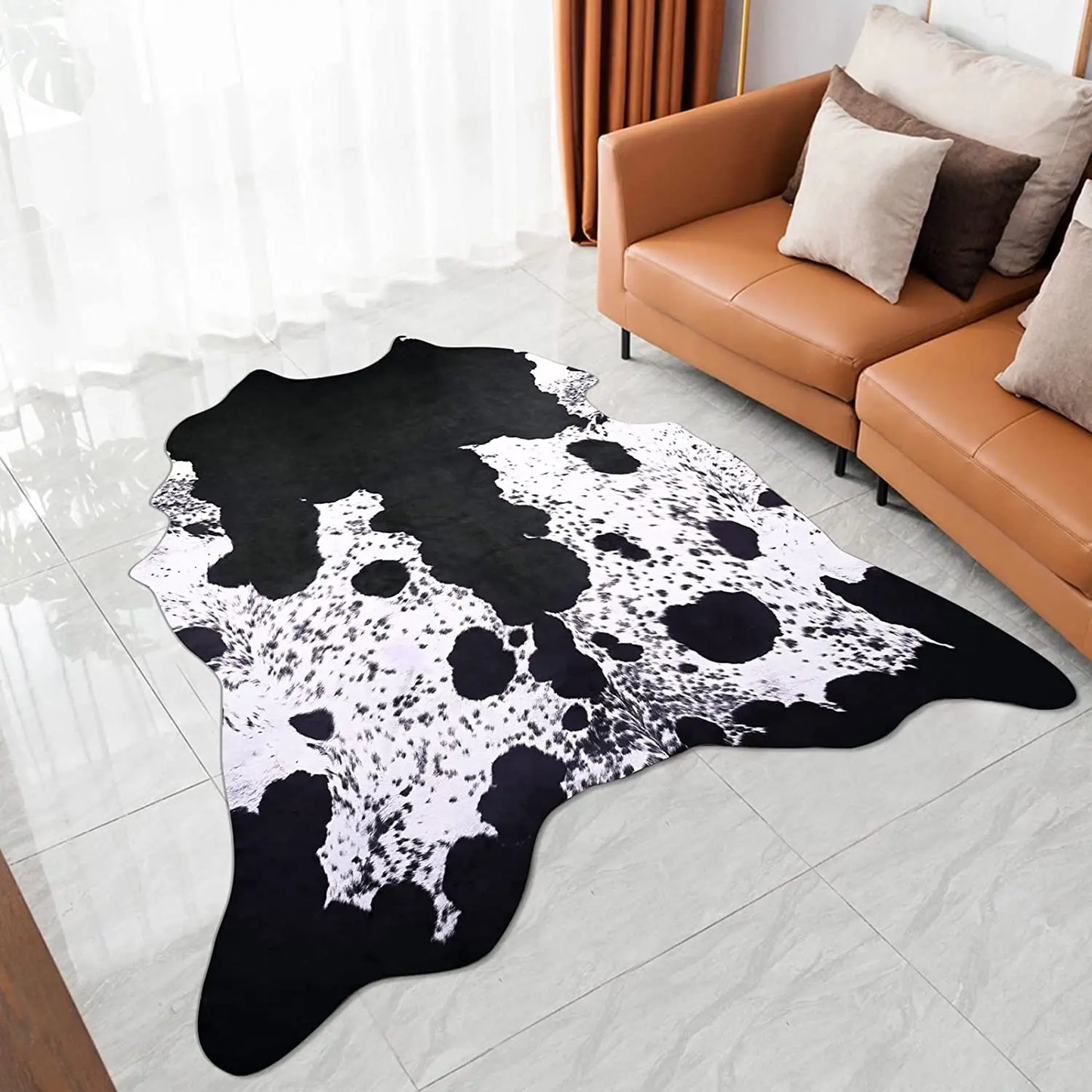 American Style Animal Print Faux Fur Cowhide Rug for Living Room Bedroom