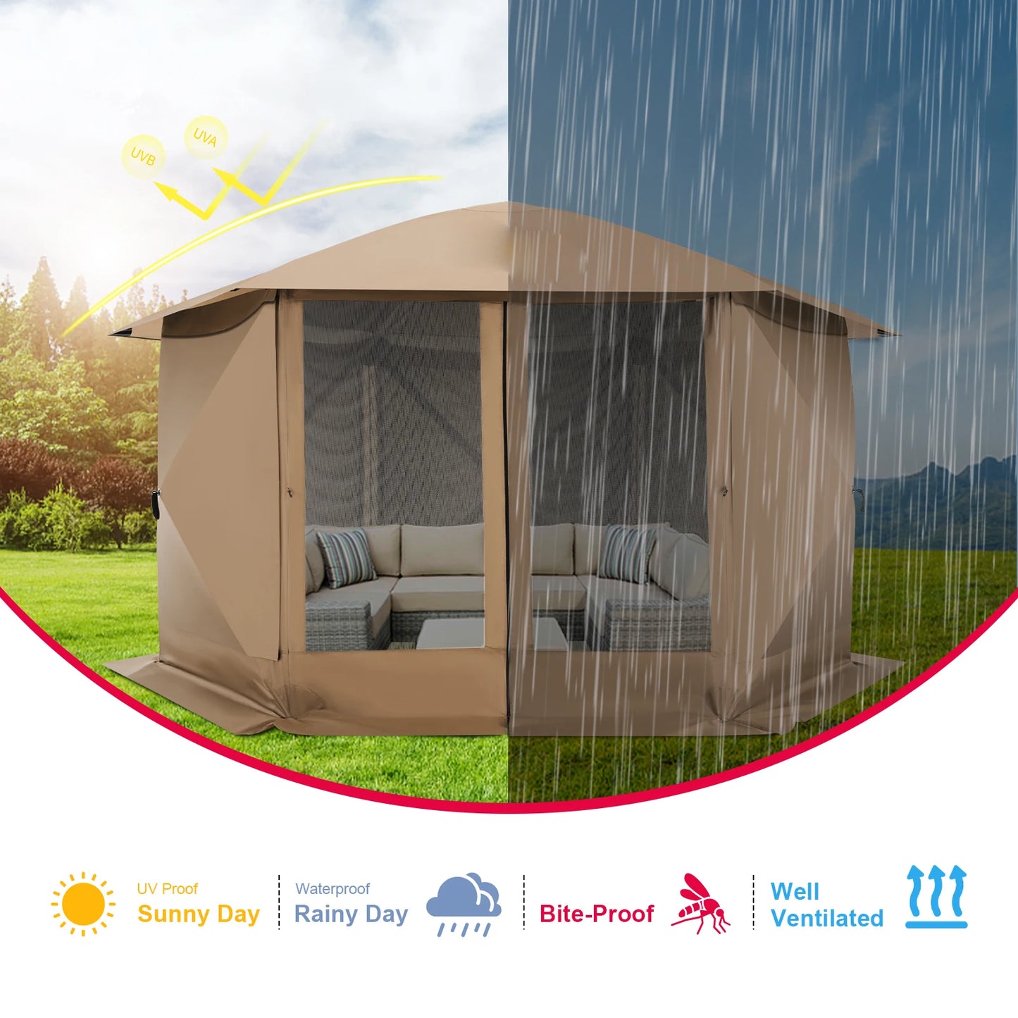 Ljustra Pop Up Gazebo Screen Tent 12x12 Camping with Removable Roof