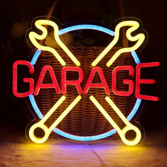 Garage Neon Sign LED Light for Man Cave Auto Repair Shop Decoration