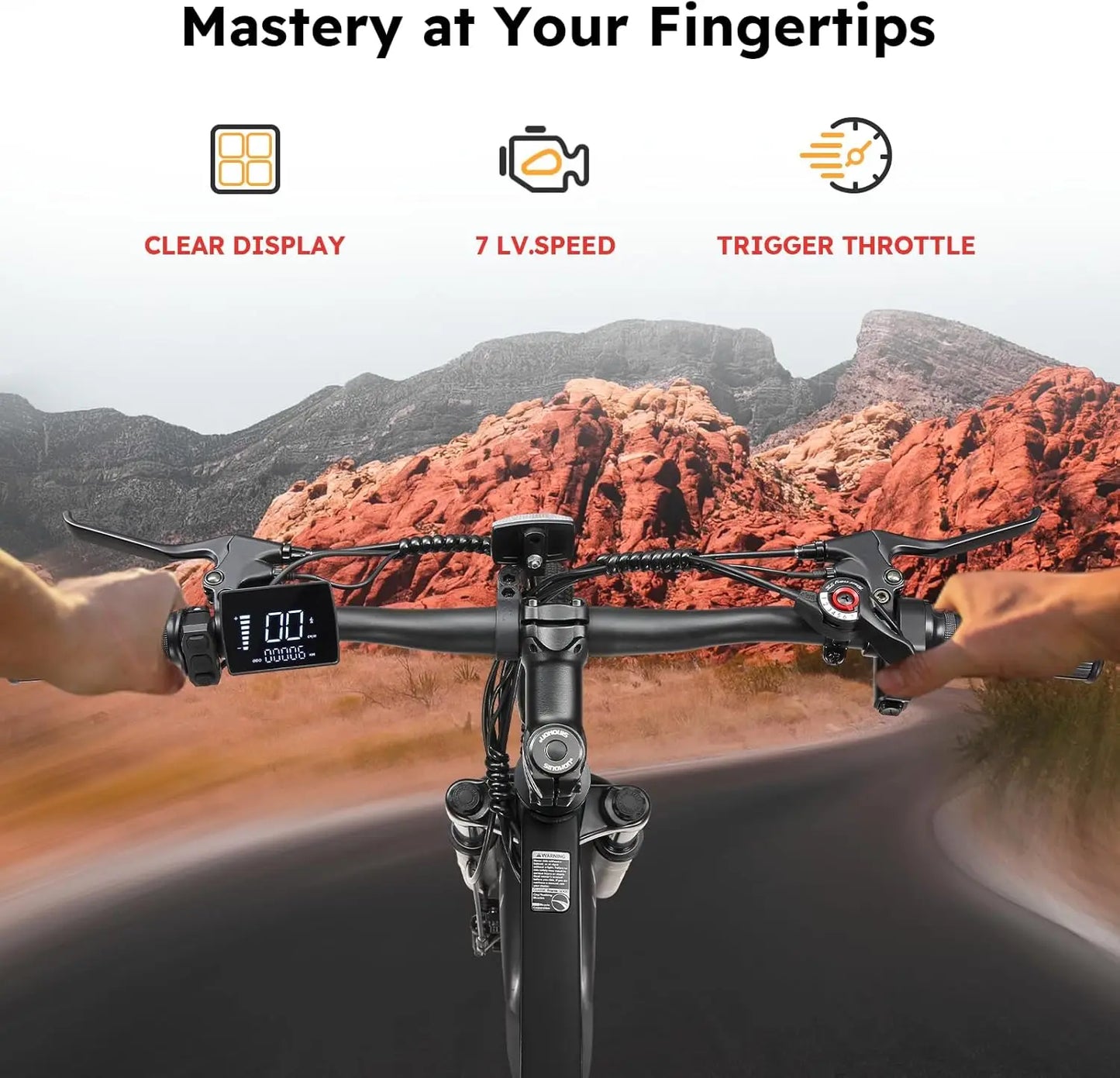 26" Electric Bike 500W Motor 375Wh Battery 20MPH 7-Speed Gears