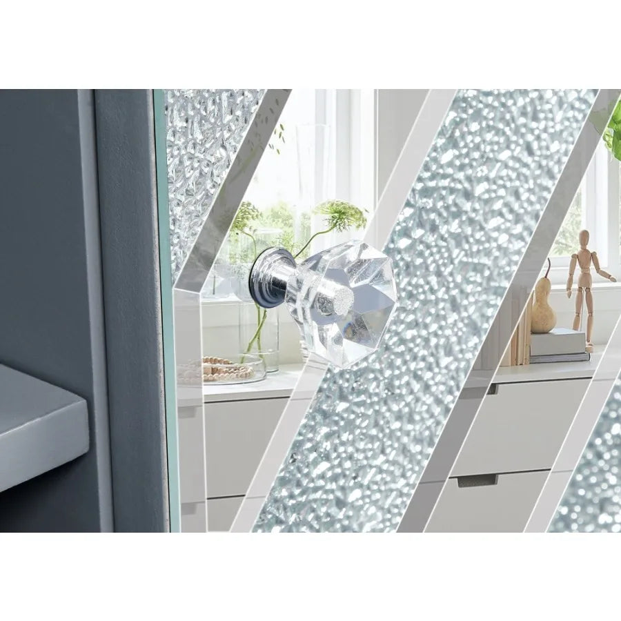 Mirrored TV Stand for 65 Inch TV Console Table with Storage Cabinets