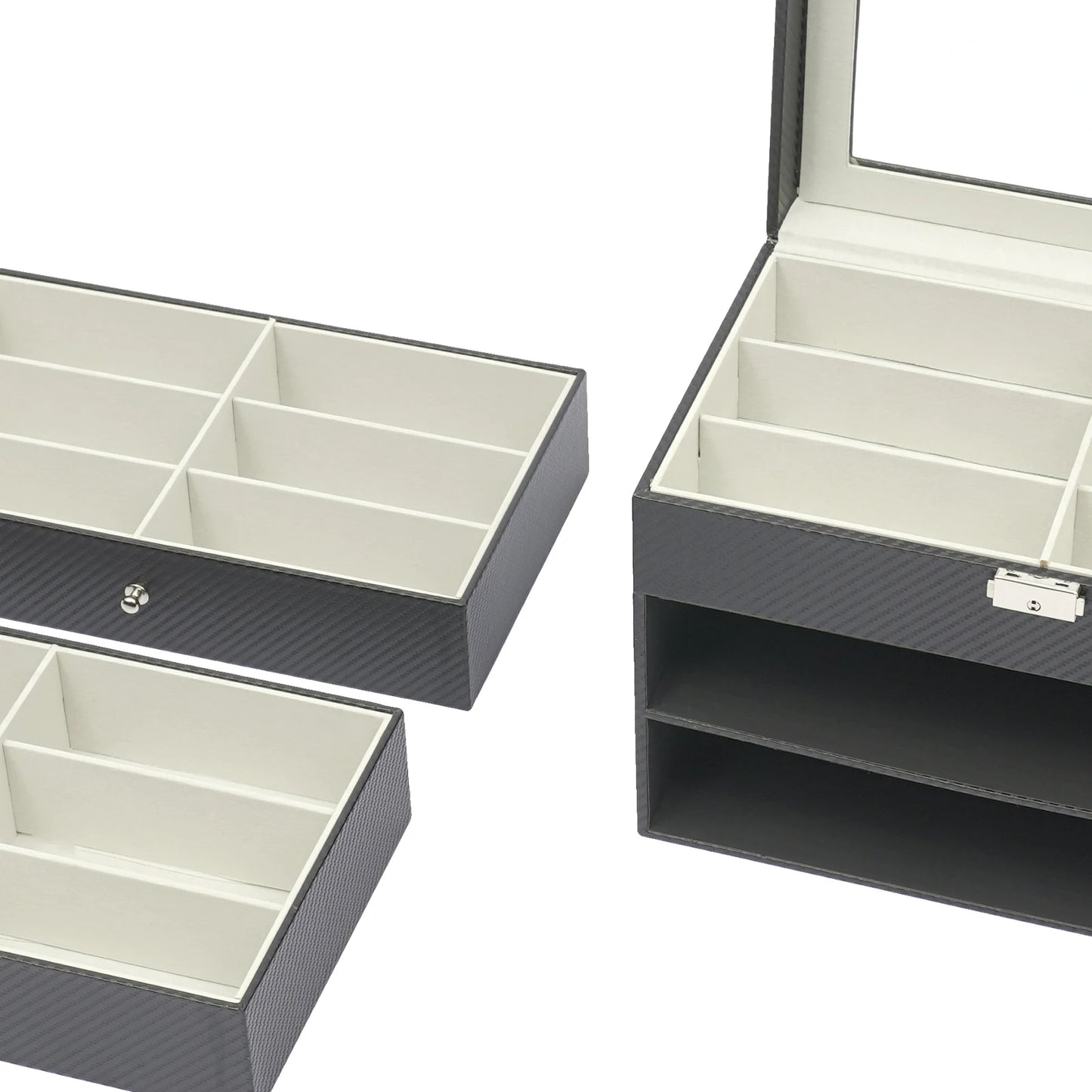 18-Grid Carbon Fiber Eyeglass Case Modern Sunglasses Storage Box