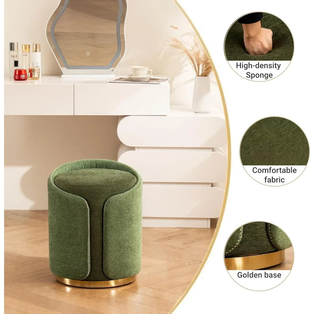 Swivel Vanity Stool Gold Base Modern Round Makeup Vanity Chair