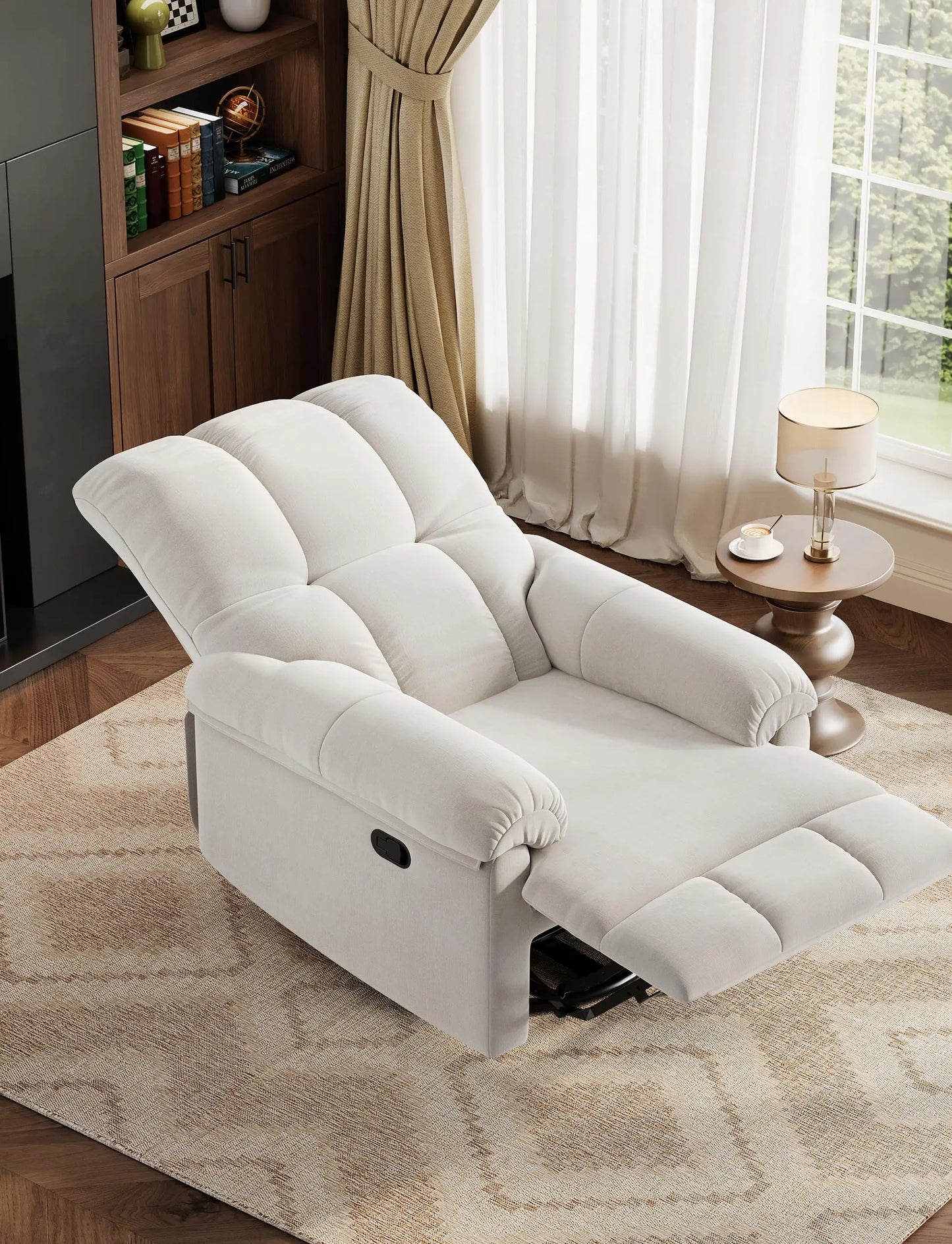 Oversized Recliner Chair Soft Chenille Swivel Rocker for Nursery Living Room