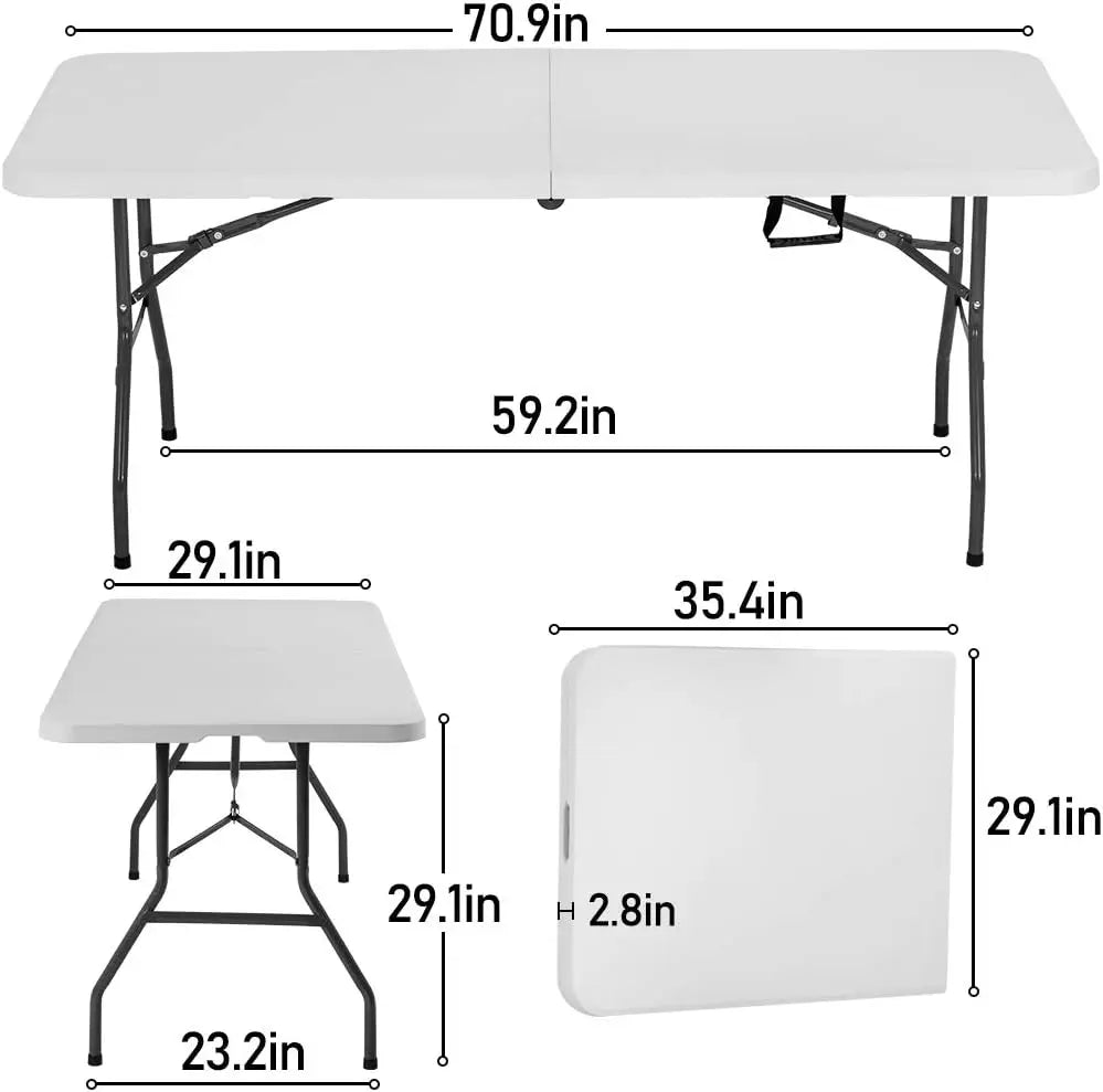 6FT Folding Picnic Table Portable Camping Table for Events Parties