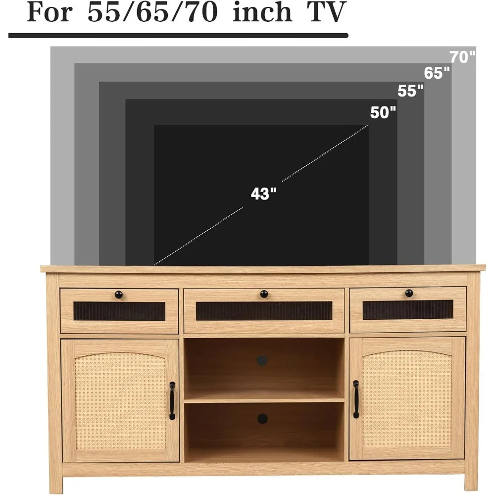 LED TV Stand for 65 Inch TV Modern Entertainment Center with Storage