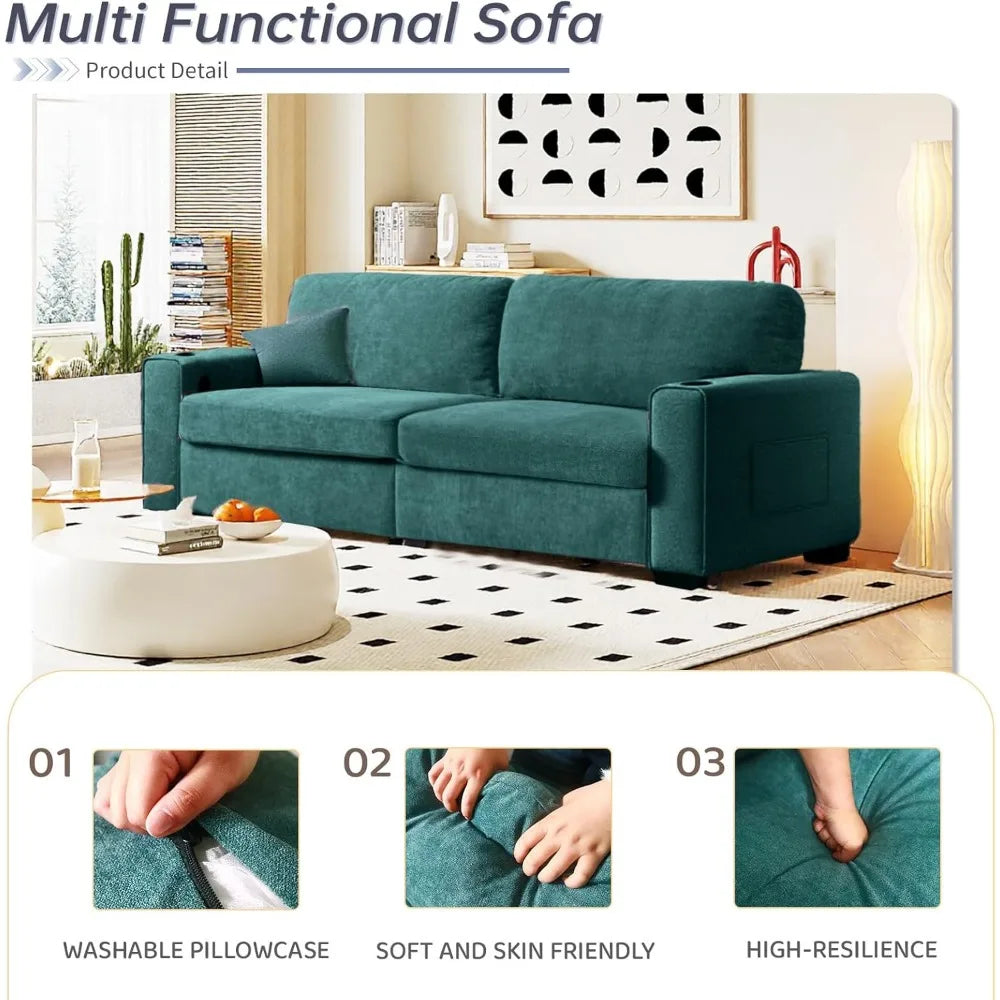 Ljustra 81 Inch Loveseat Sofa Couch USB Charging 2 Cup Holders Small Spaces