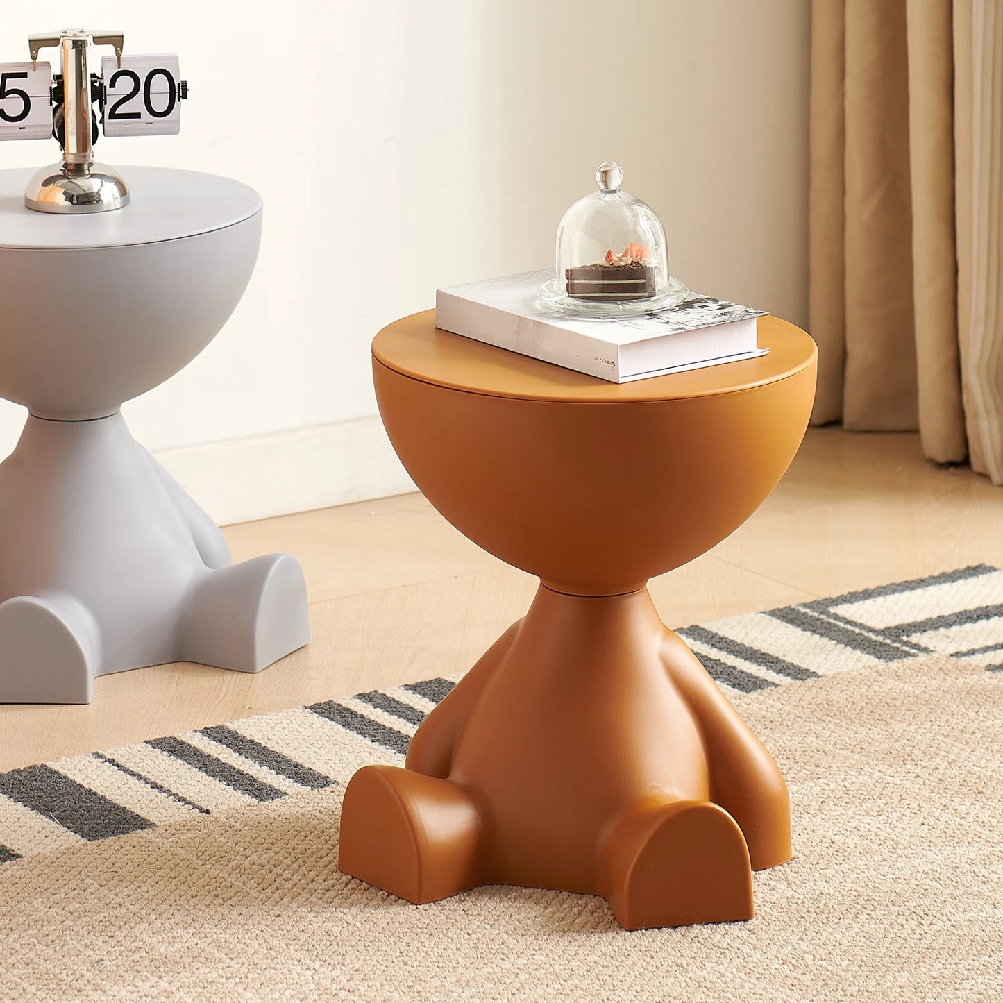 Ljustra Modern Round Matte Coffee Table Small Storage Stool for Living Room