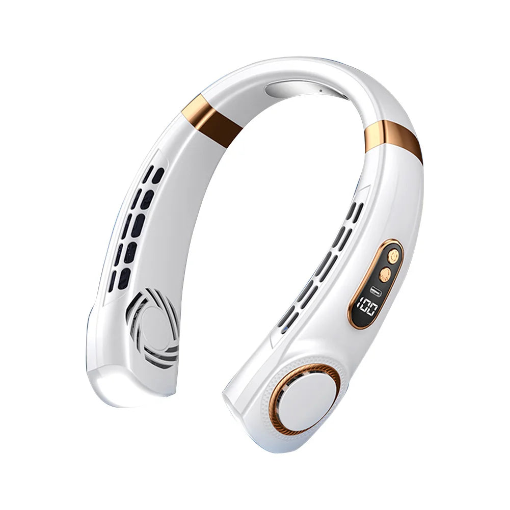 Mute USB Bladeless Neck Fan 5 Speeds Rechargeable Portable Cooling Fan