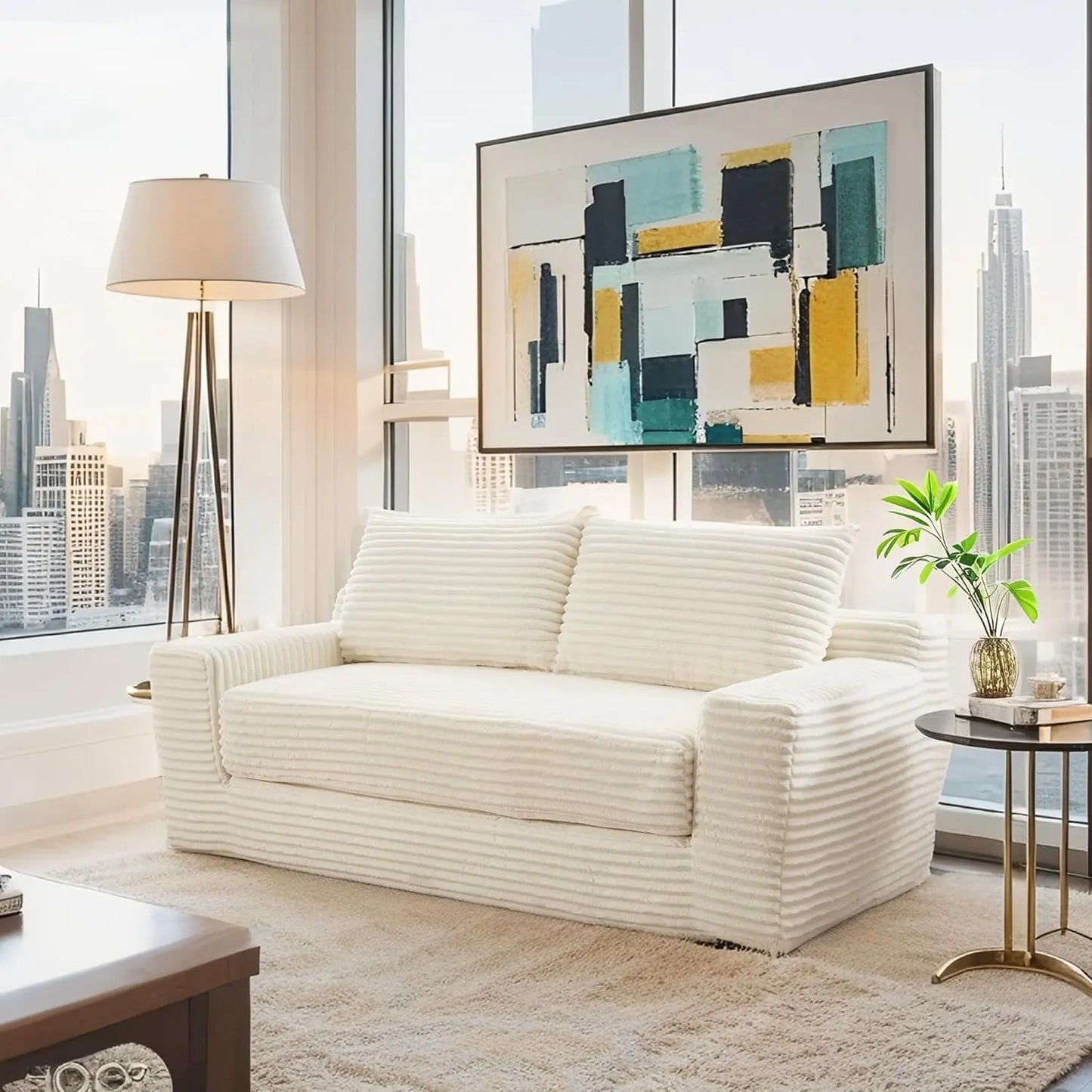 Ljustra Loveseat Sofa Bed Convertible 2-in-1 Compact Memory Foam Couch