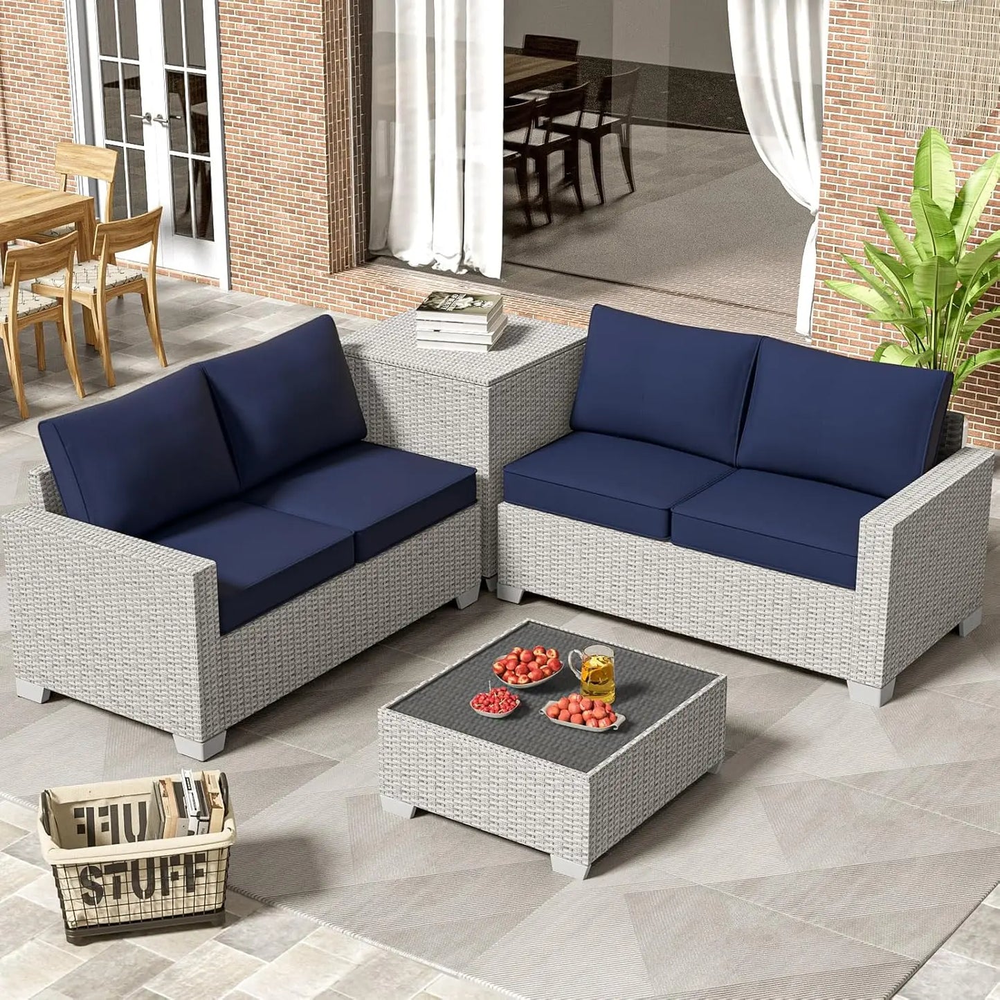 Ljustra Outdoor Patio Furniture Set 6 Pieces Wicker Sectional Sofa Set