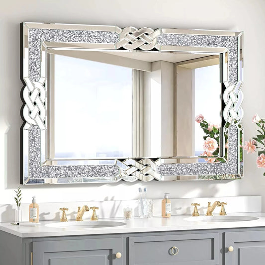 Ljustra Crushed Diamond Rectangular Wall Mirror Glam Decor