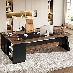 Large L-Shaped Executive Desk with Storage Modern Office Furniture